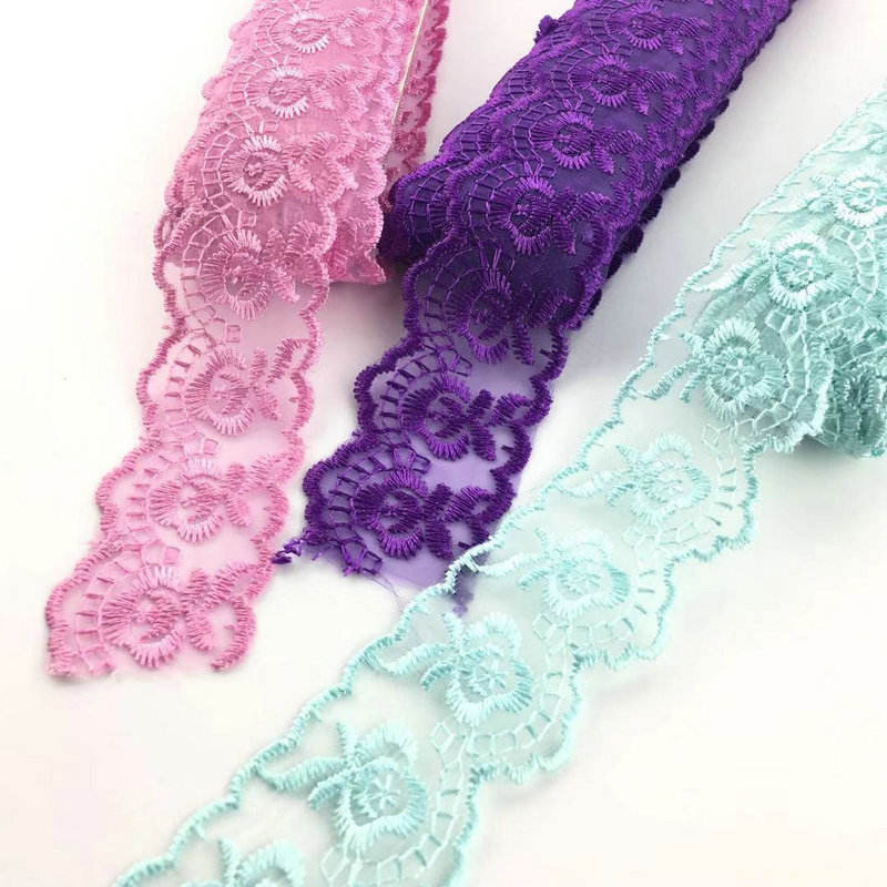 Классикалық дизайн Мульти түстер Organza Slace Trim кестесі Кесте тәрізді органза кружевкасы