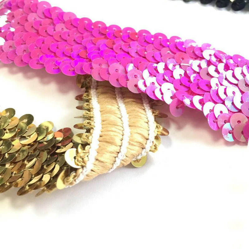 Әр түрлі ені Bling Fload Breaid серпімді рексиндік лак